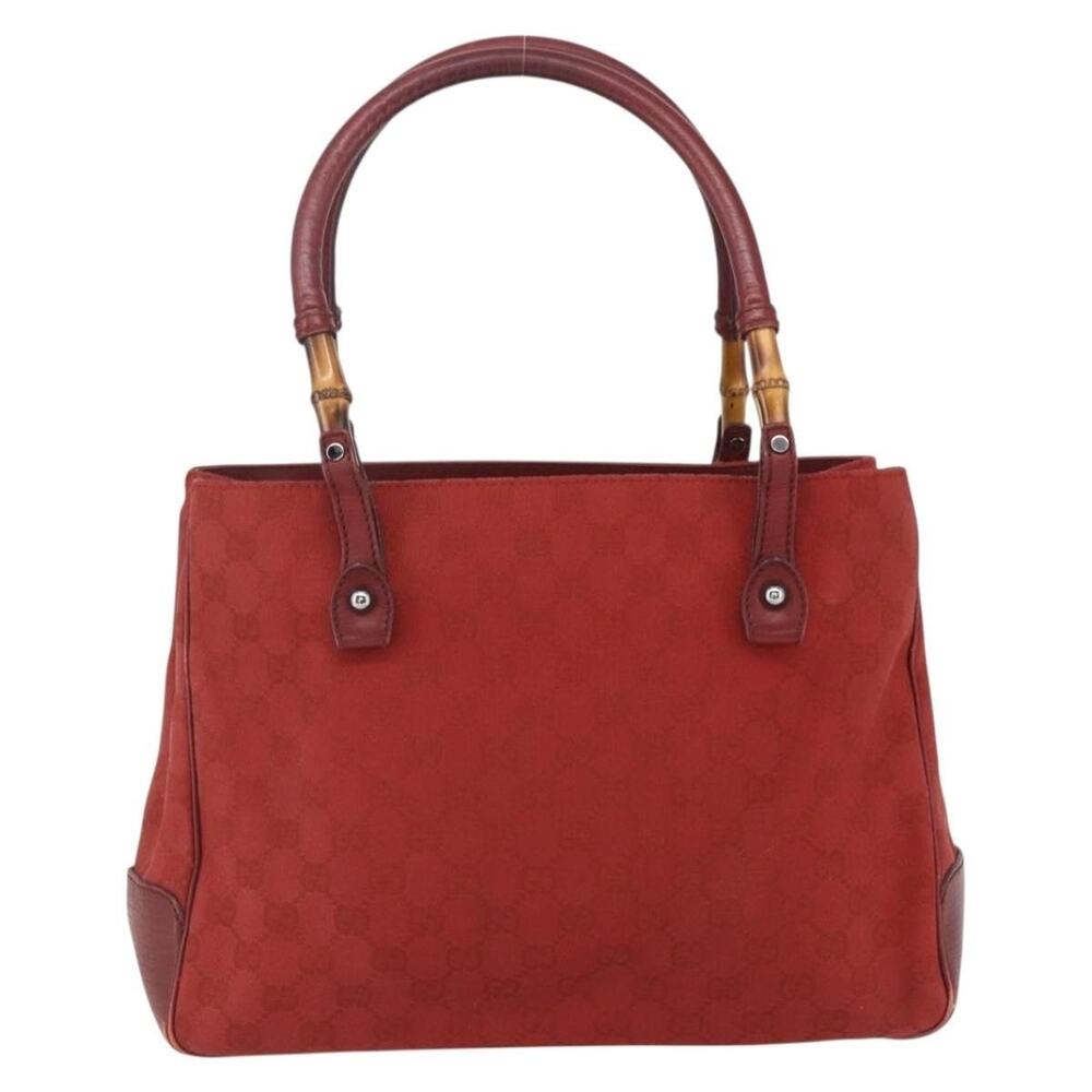 Gucci GG Canvas Bamboo Handbag Red